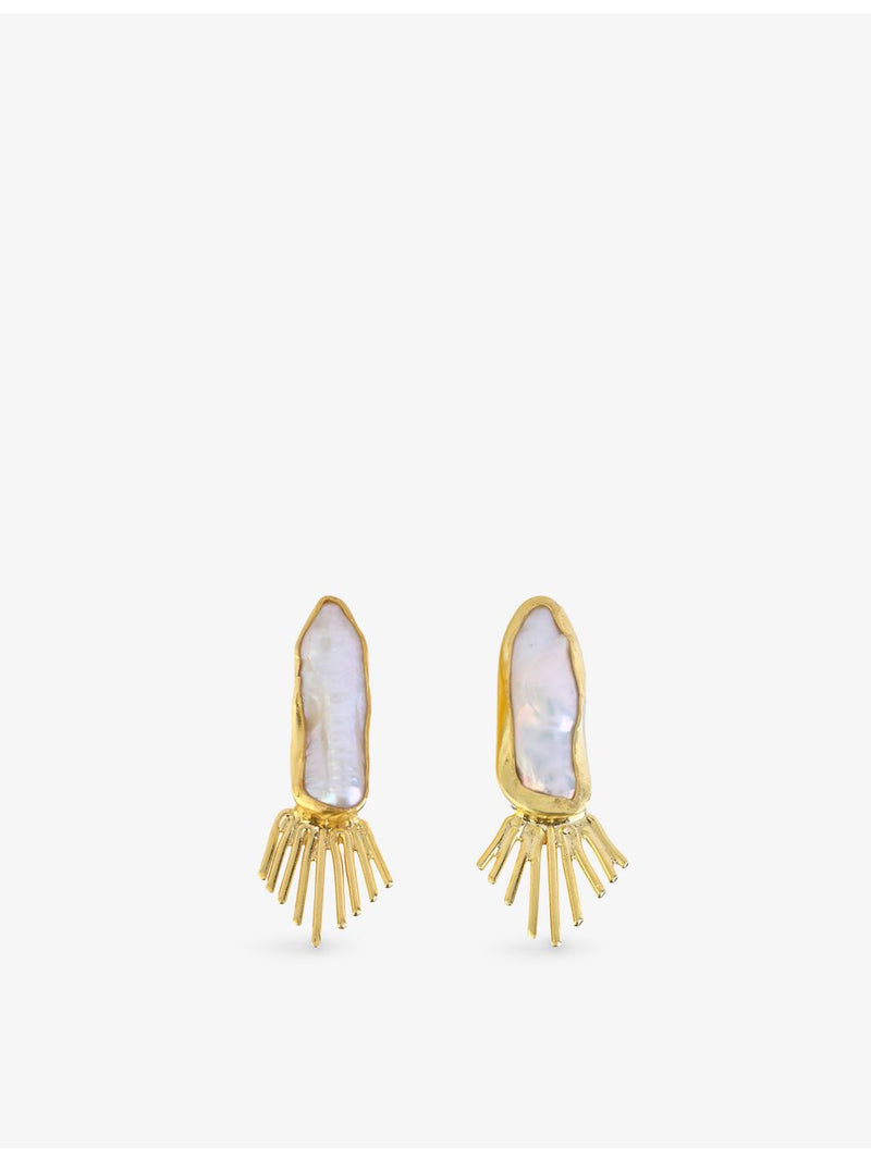 Ece London Theia gold pearl earrings 4.2cm, UK version