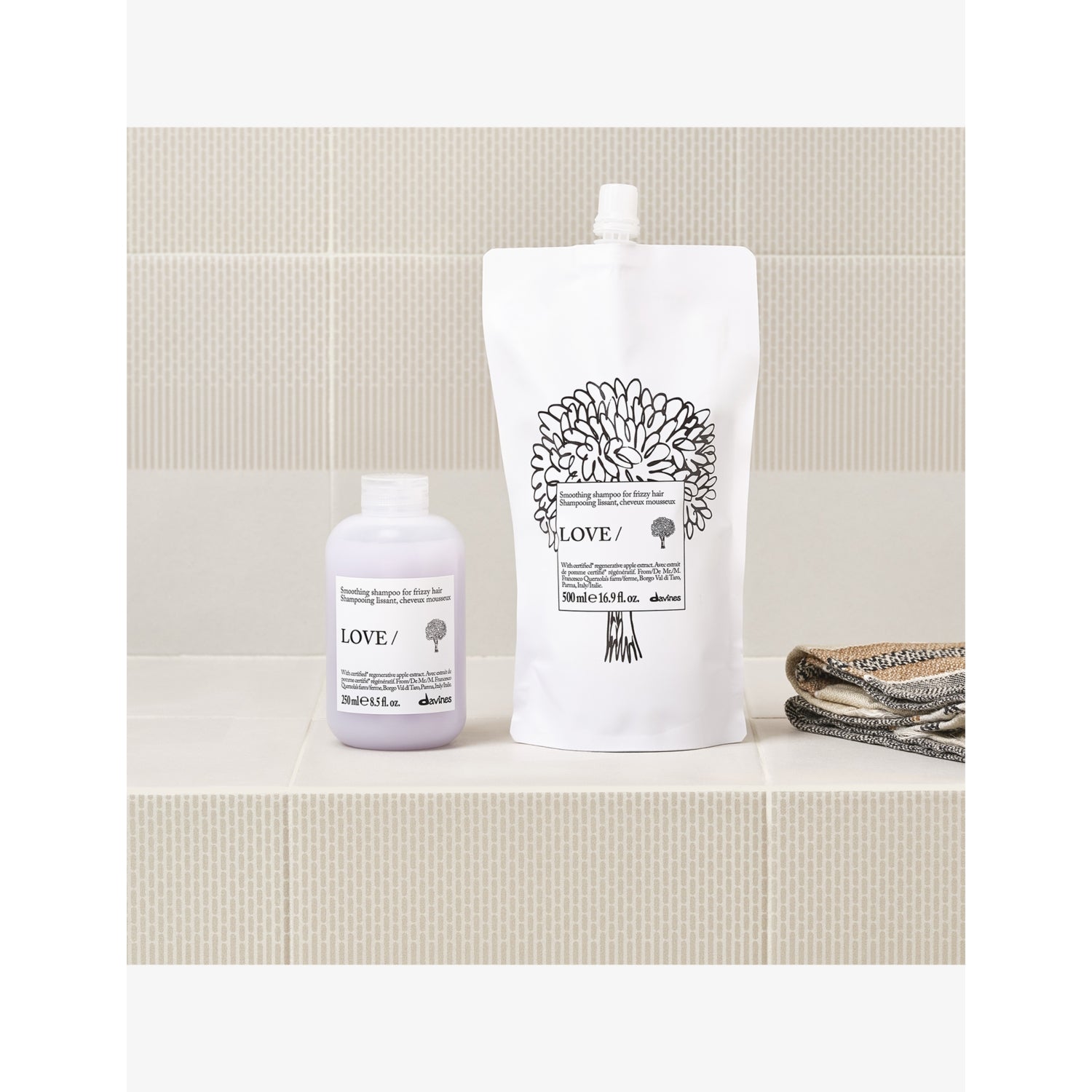 Davines Love Smoothing Shampoo 500ml refill, imported from the UK