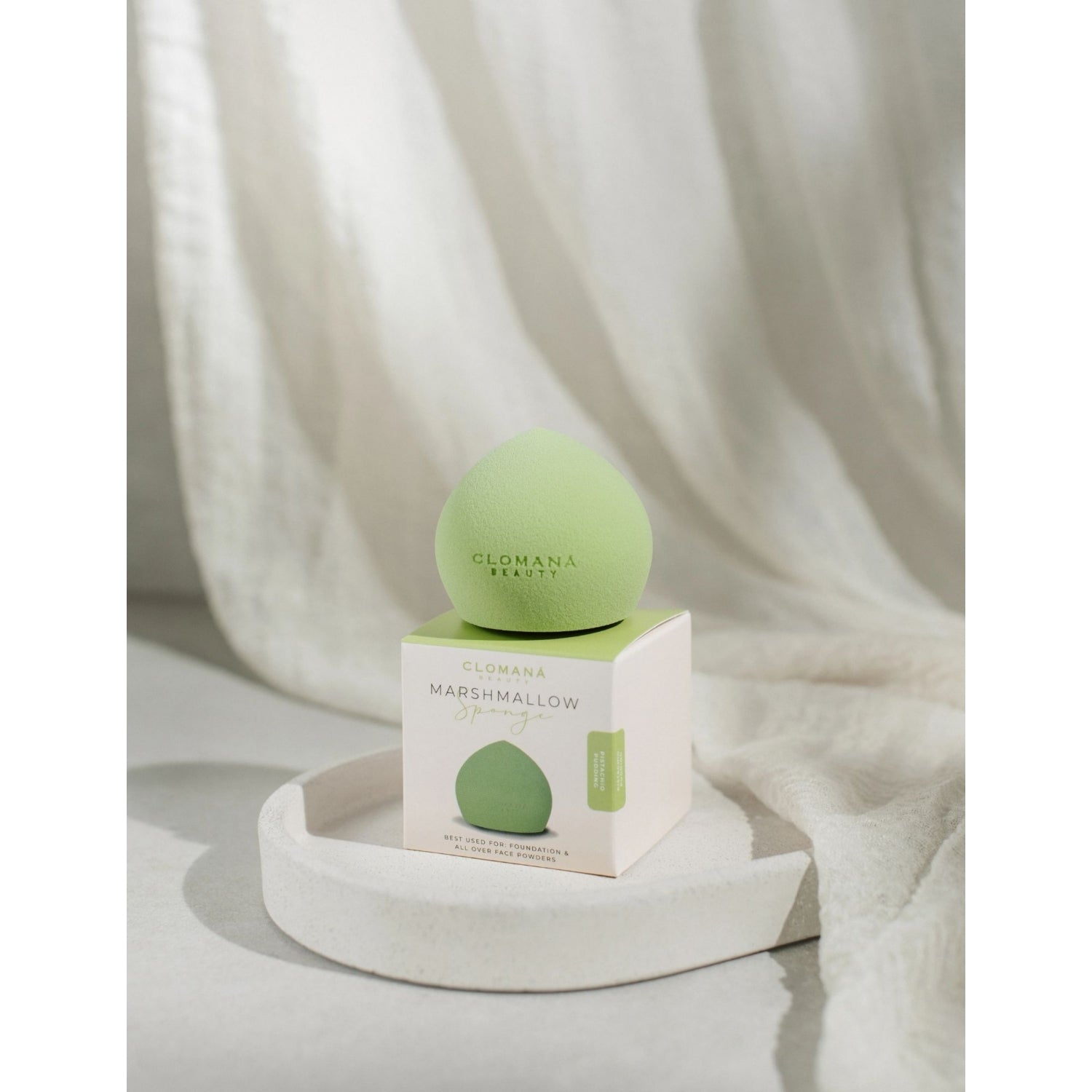 Clomana Beauty Pistachio Pudding makeup sponge (British brand)