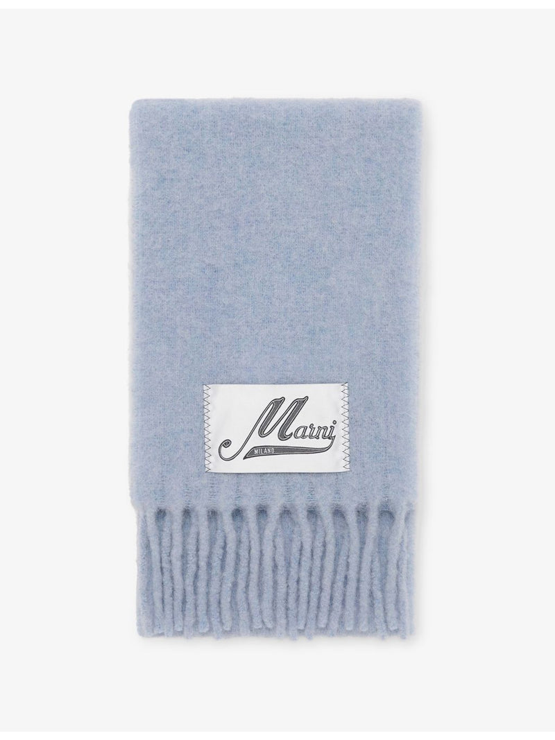 Marni alpaca-blend scarf with logo patch, 190cm, UK version