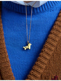Marni enamelled dog charm brass necklace (British brand)