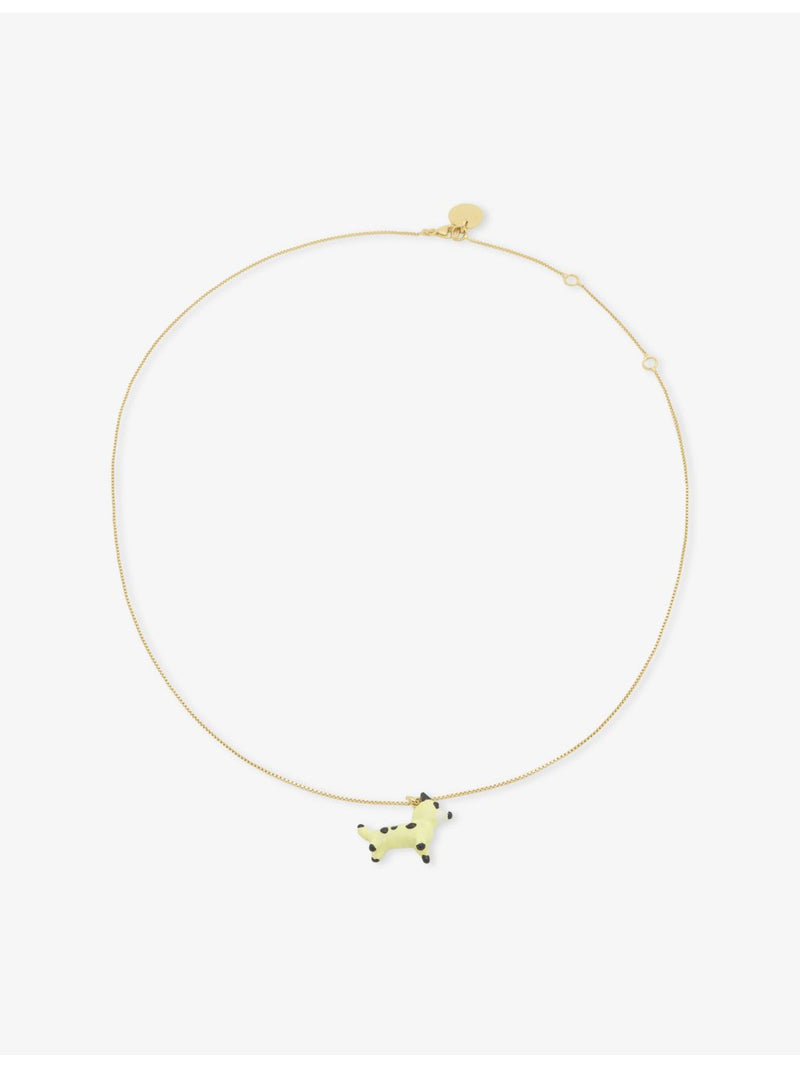 Marni enamelled dog charm brass necklace (British brand)
