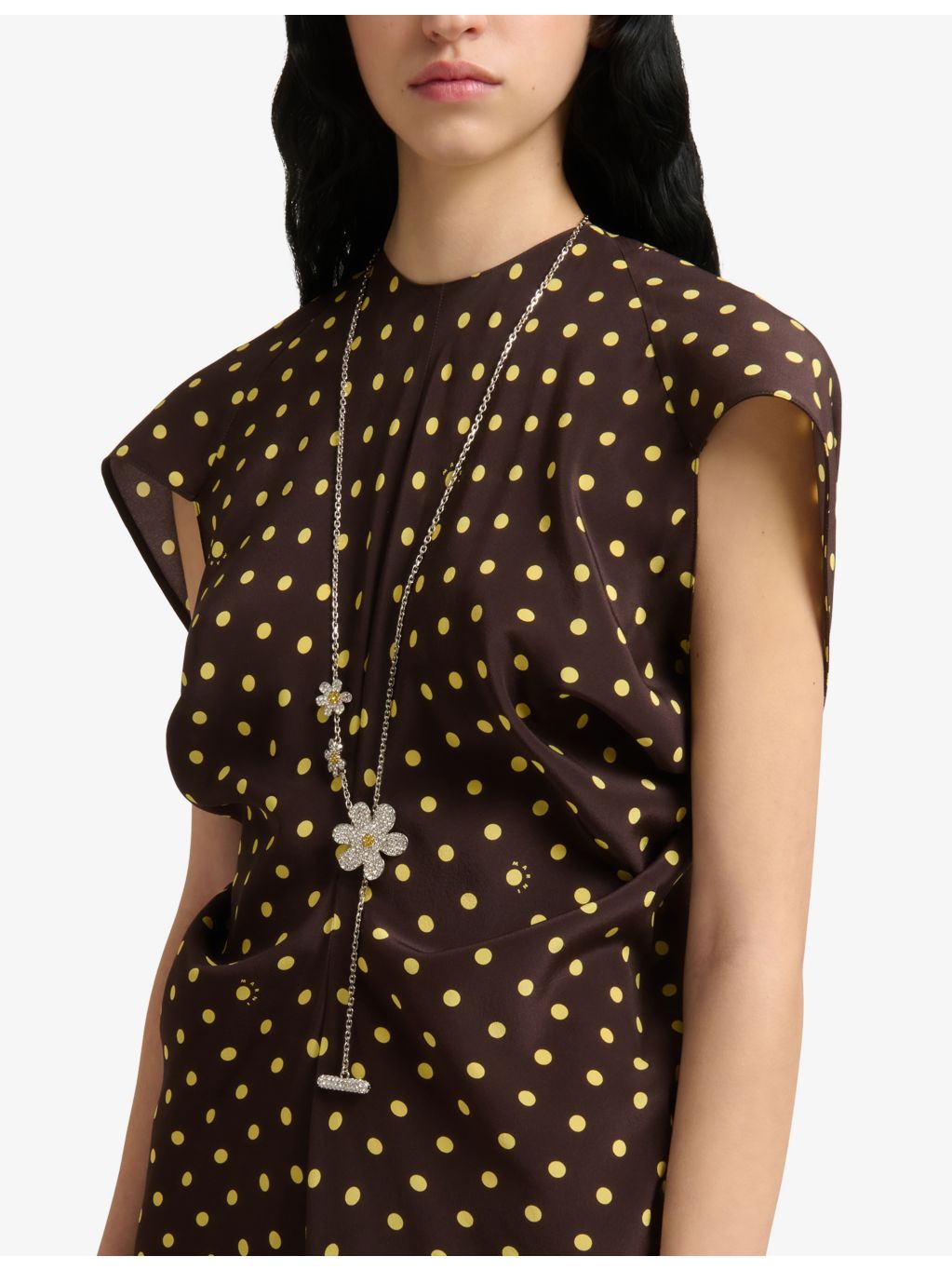 Marni brass daisy necklace with cubic zirconia 100cm - British product