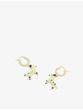 Marni dog charm hoop earrings in polished brass with enamel (British brand)