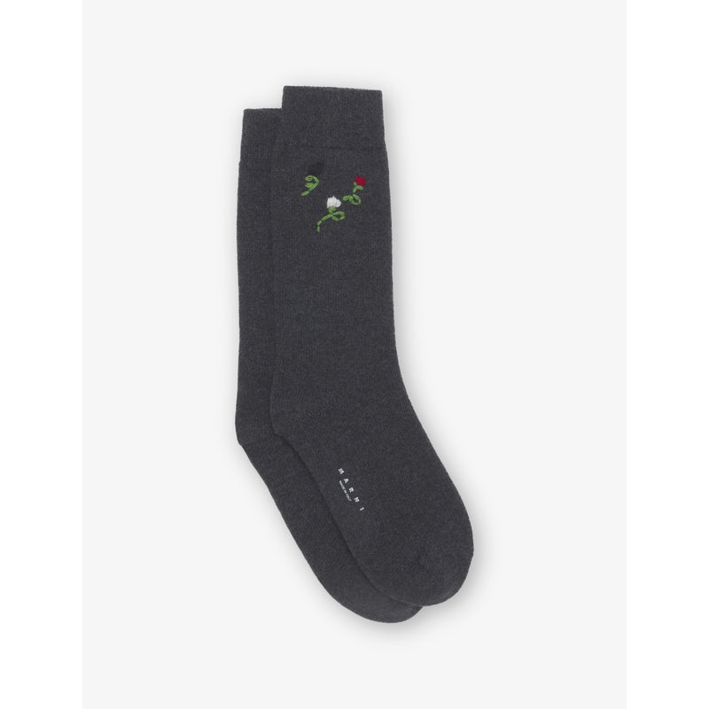 Marni flower-embroidered wool cashmere blend socks, imported from the UK