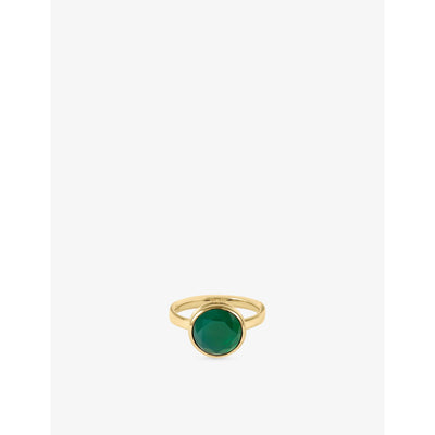 selfridges Astley Clarke Gold Large Luna 18ct Yellow-Gold Plated Sterling-Silver and Green Agate Ring- Buy online at McGrocer