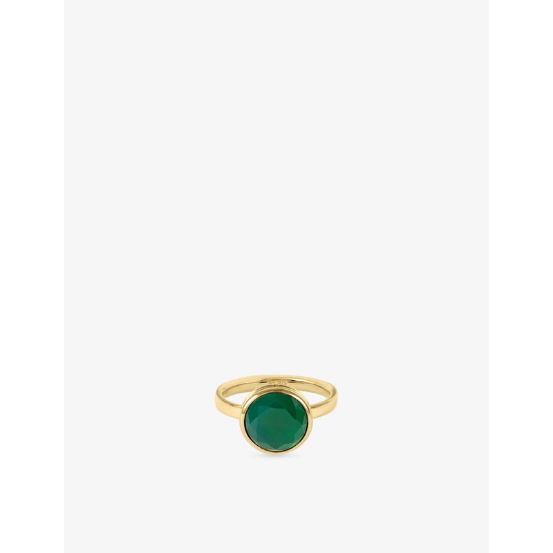 Astley Clarke green agate ring 18ct gold plated, UK version