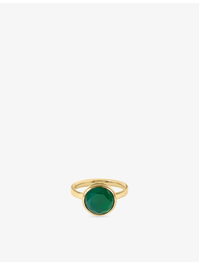 selfridges Astley Clarke Gold Large Luna 18ct Yellow-Gold Plated Sterling-Silver and Green Agate Ring- Buy online at McGrocer