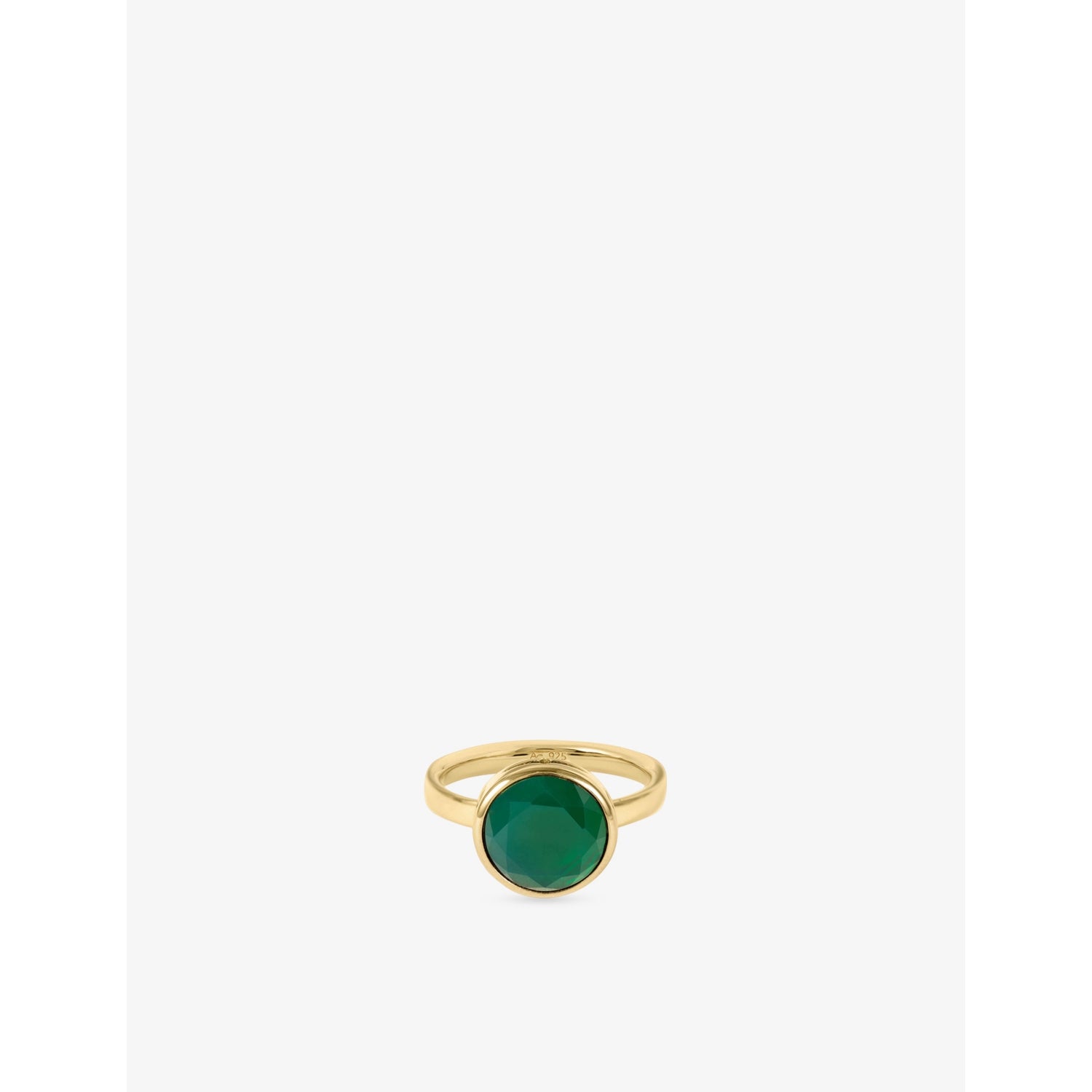 Gold Large Luna 18ct Yellow-Gold Plated Sterling-Silver And Green Agate Ring - L