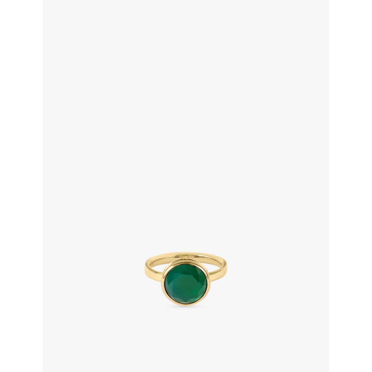 Gold Large Luna 18ct Yellow-Gold Plated Sterling-Silver And Green Agate Ring - L