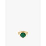 Gold Large Luna 18ct Yellow-Gold Plated Sterling-Silver And Green Agate Ring - L