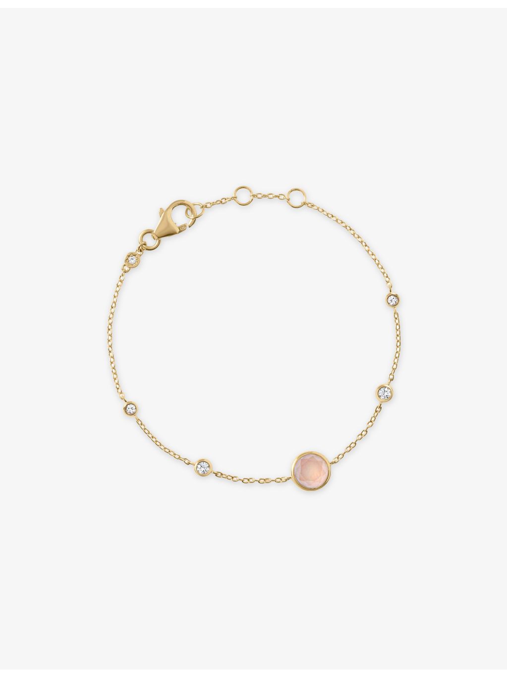 Astley Clarke Gold Luna bracelet with pink quartzite (British brand)
