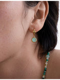 Astley Clarke Gold Luna huggie earrings with aqua quartzite (British brand)