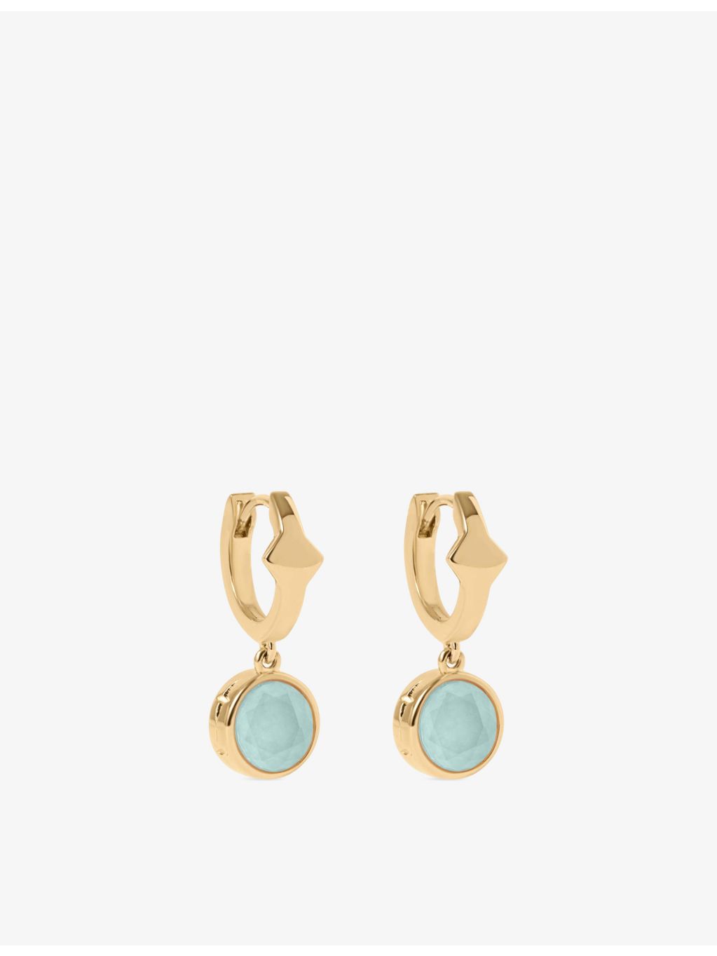 Astley Clarke Gold Luna huggie earrings with aqua quartzite (British brand)