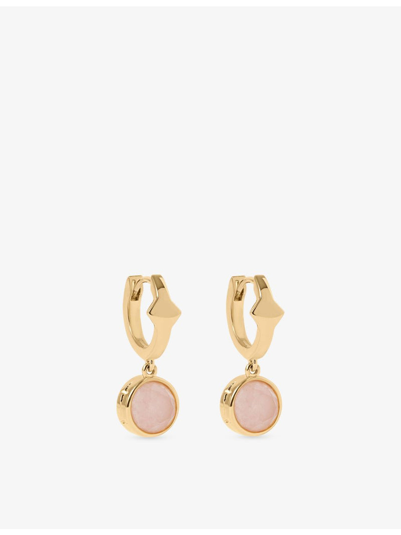 Astley Clarke pink quartzite huggie earrings, UK version