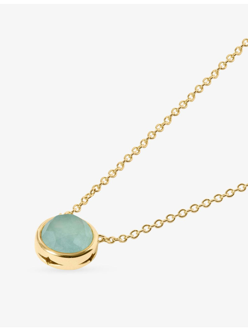 Astley Clarke Gold Luna pendant necklace aqua quartzite, UK version