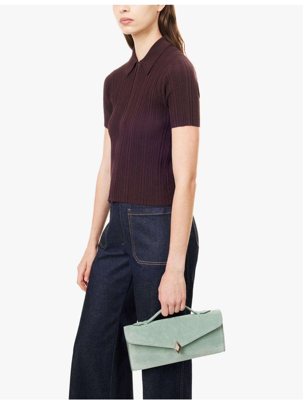 Métier Edge suede clutch, 28cm wide - British product