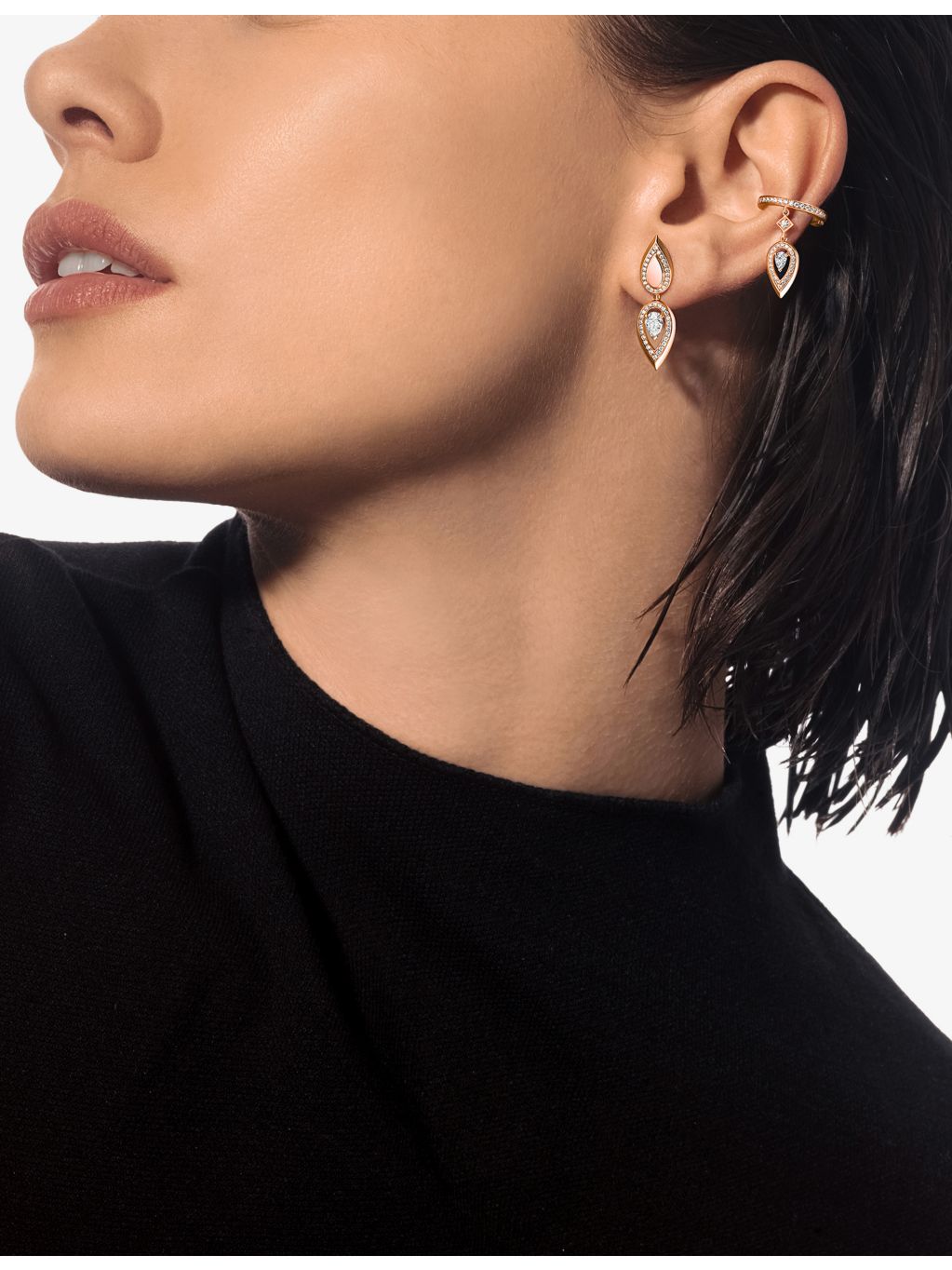 Messika gold drop earrings with 0.25ct diamonds - British product