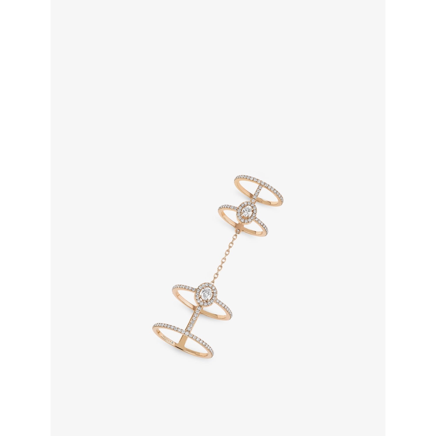 Glam'Azone Double Gold Diamond Pavé Ring - PINK - 53mm