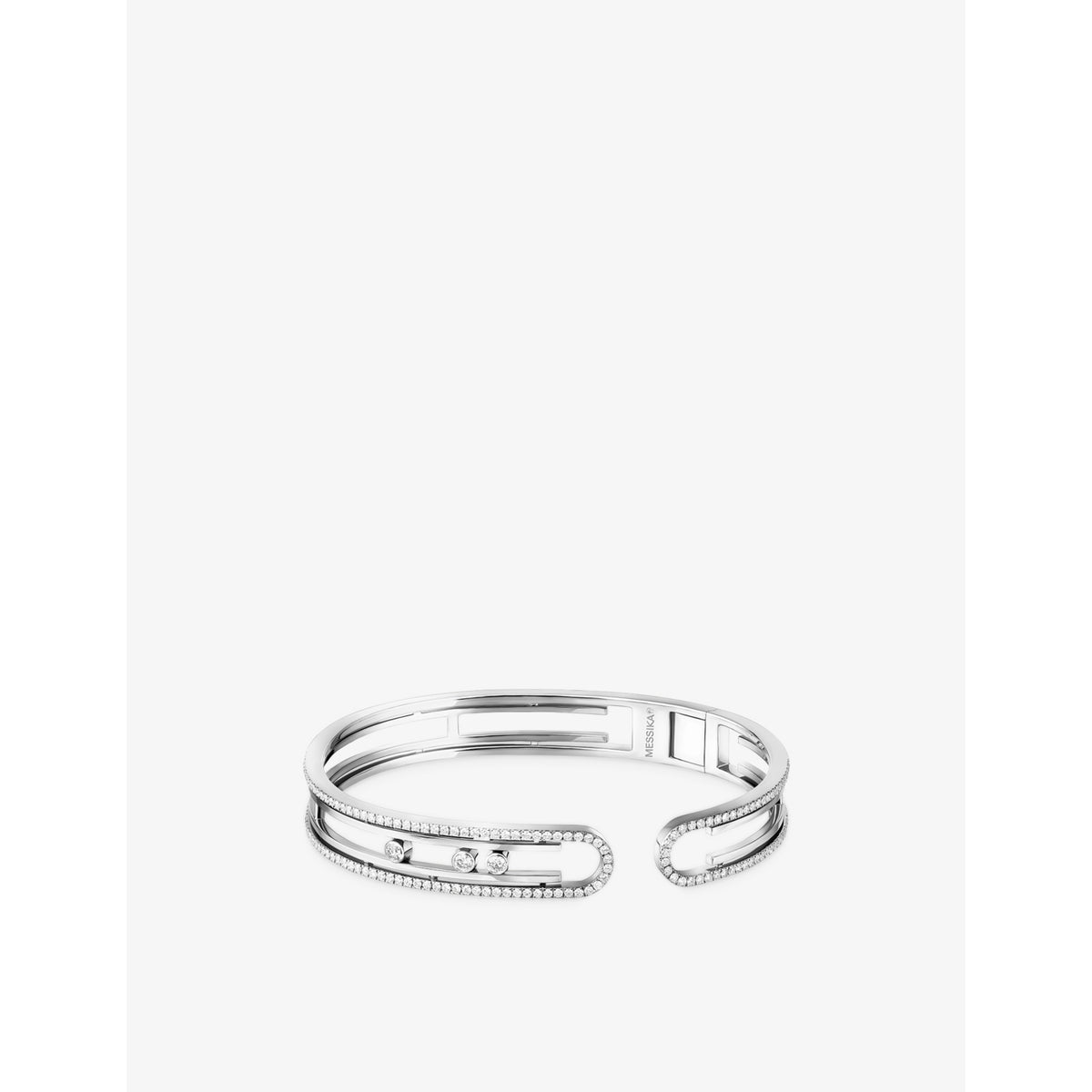 Move 10th 18ct White-Gold And 0.91ct Diamond Bangle Bracelet - XS