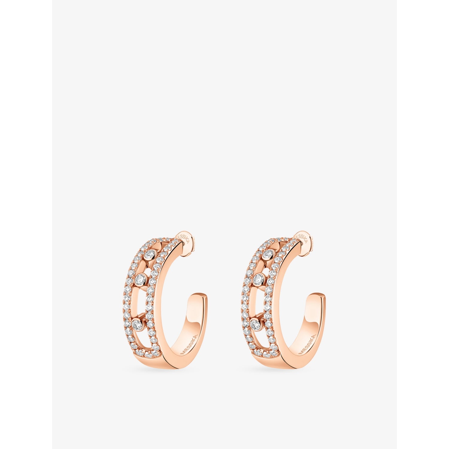 Move Classique 18ct Gold And 0.52ct Diamond Hoop Earrings - PINK