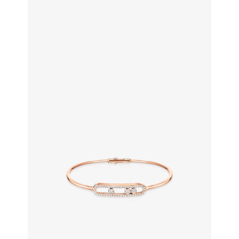 Move Classique 18ct Gold And 0.56ct Diamond Bangle - PINK - XS