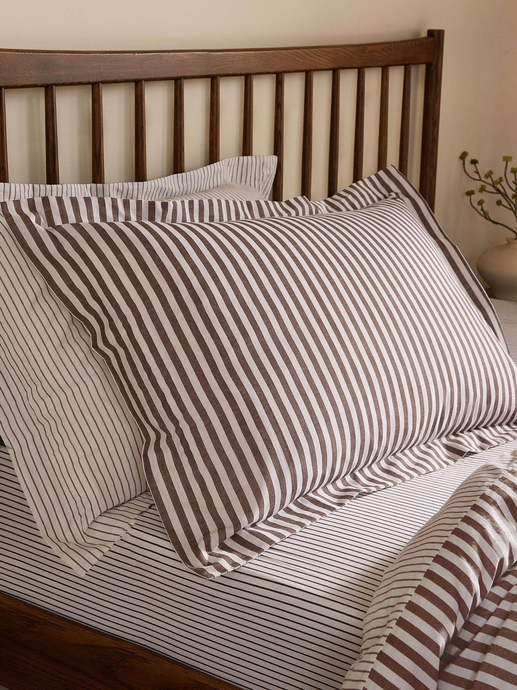 Yard Hebden Melange Stripe Grey Cotton Pillowcases Set of 2