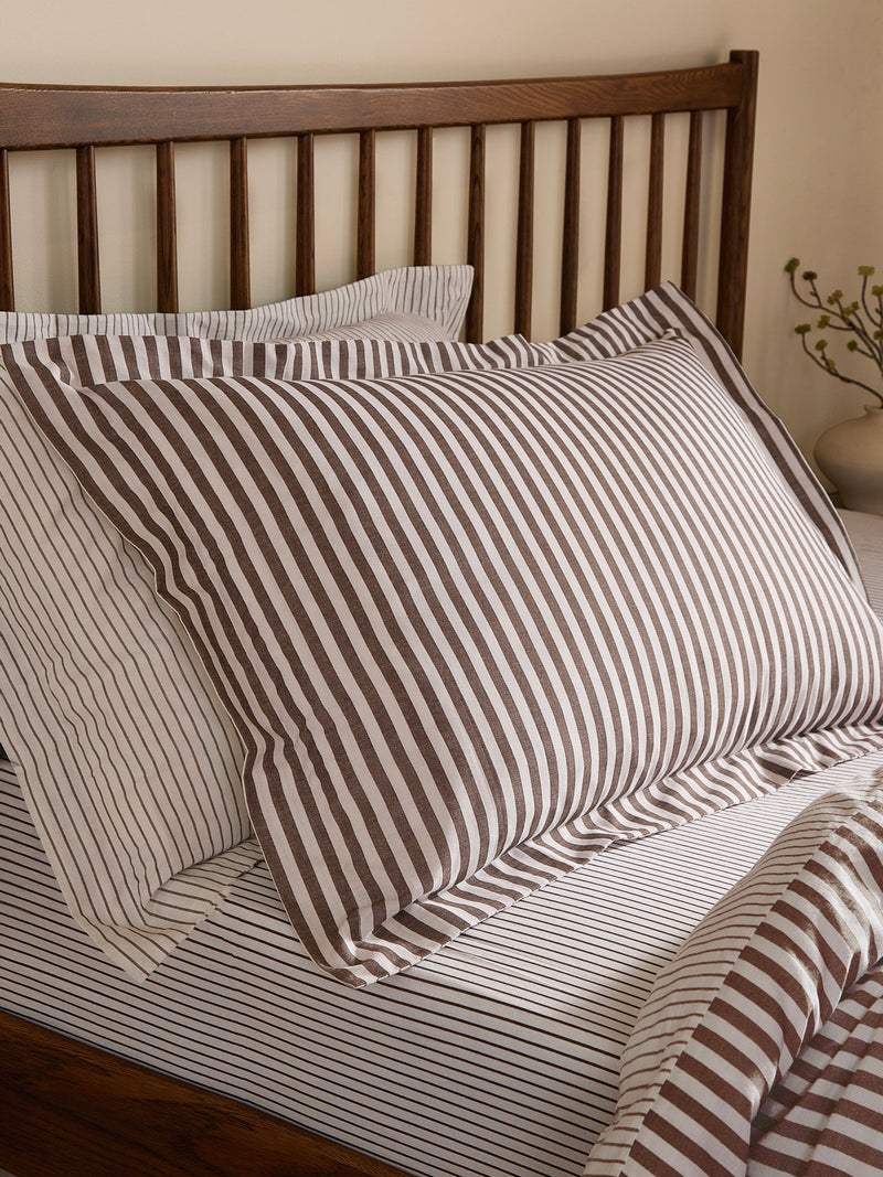 Yard Hebden Melange Stripe Grey Cotton Pillowcases Set of 2
