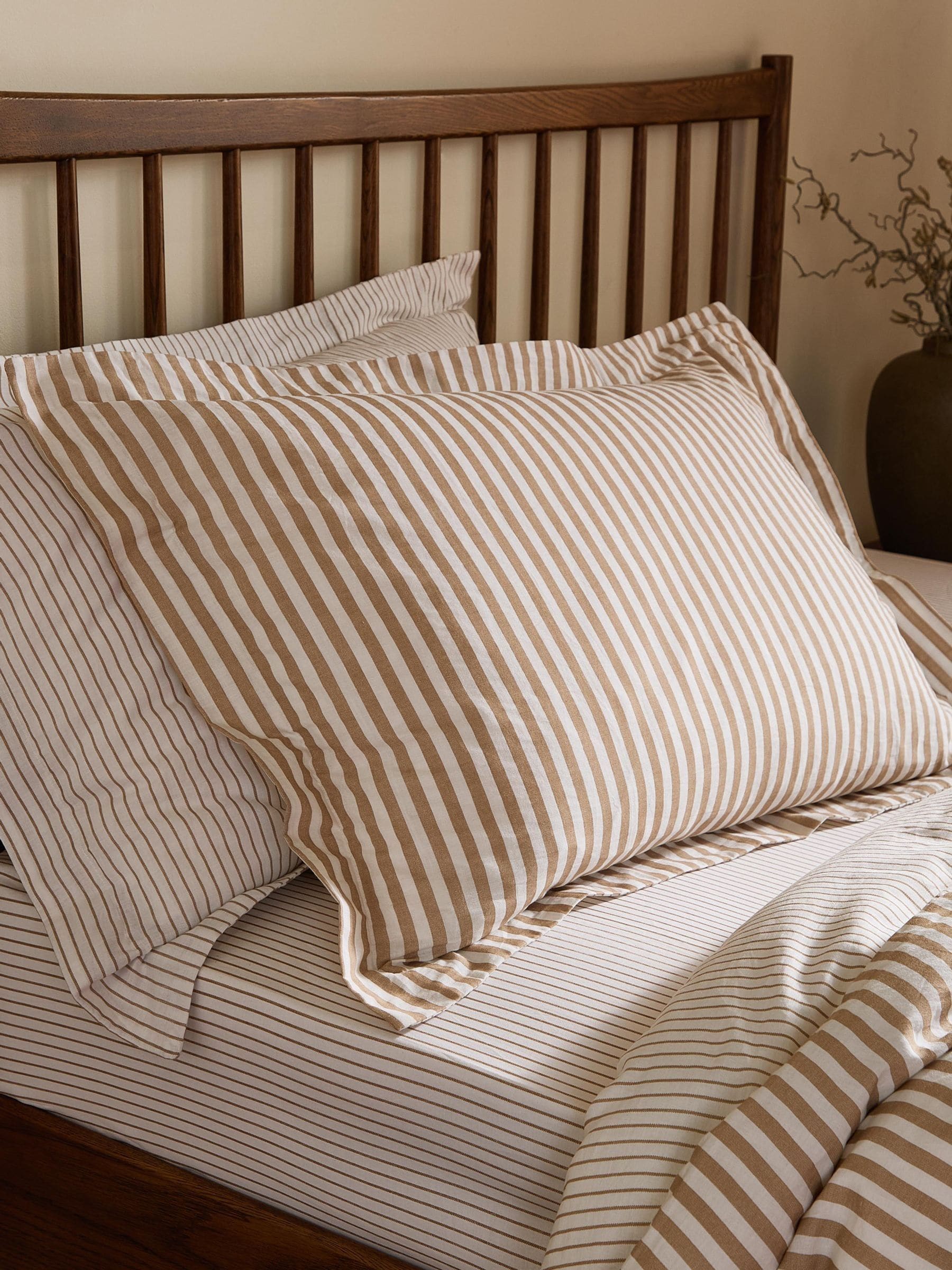 Yard Hebden Melange Stripe Grey Cotton Pillowcases Set of 2