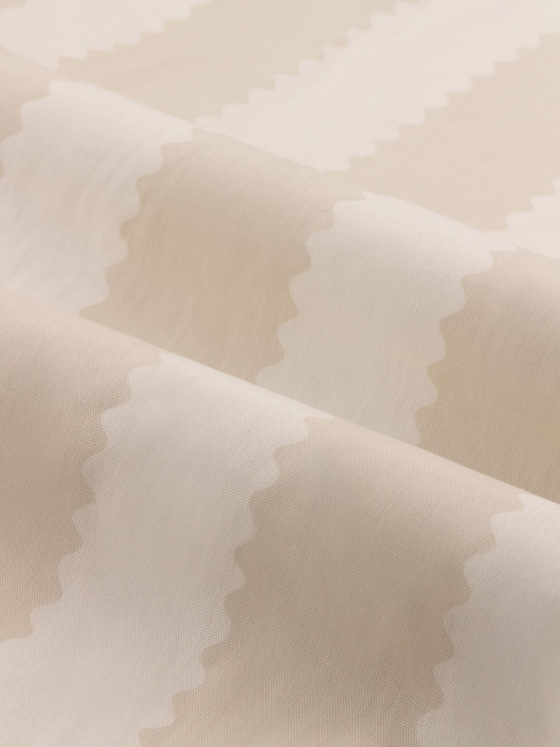 Wylder Birdie Stripe ruffle pencil pleat curtains oatmilk, UK version