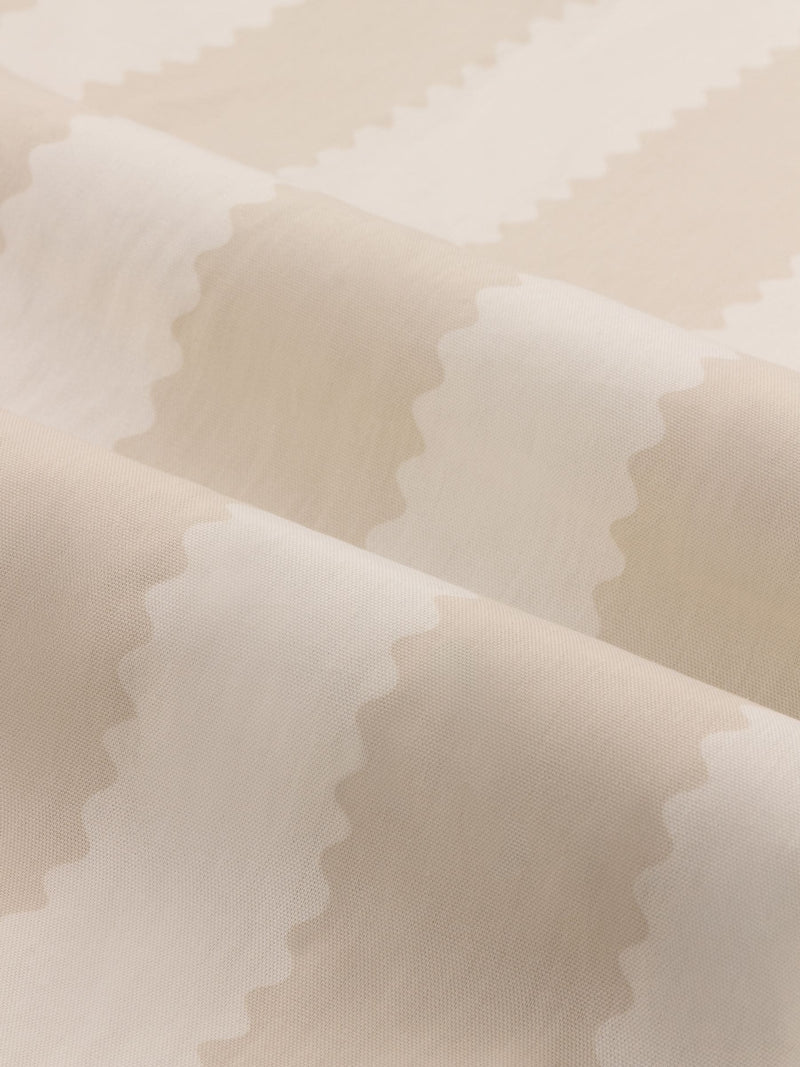 Wylder Birdie Stripe ruffle pencil pleat curtains oatmilk, UK version