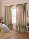 Wylder PinkGreen Birdie Stripe Ruffle Pencil Pleat Curtains