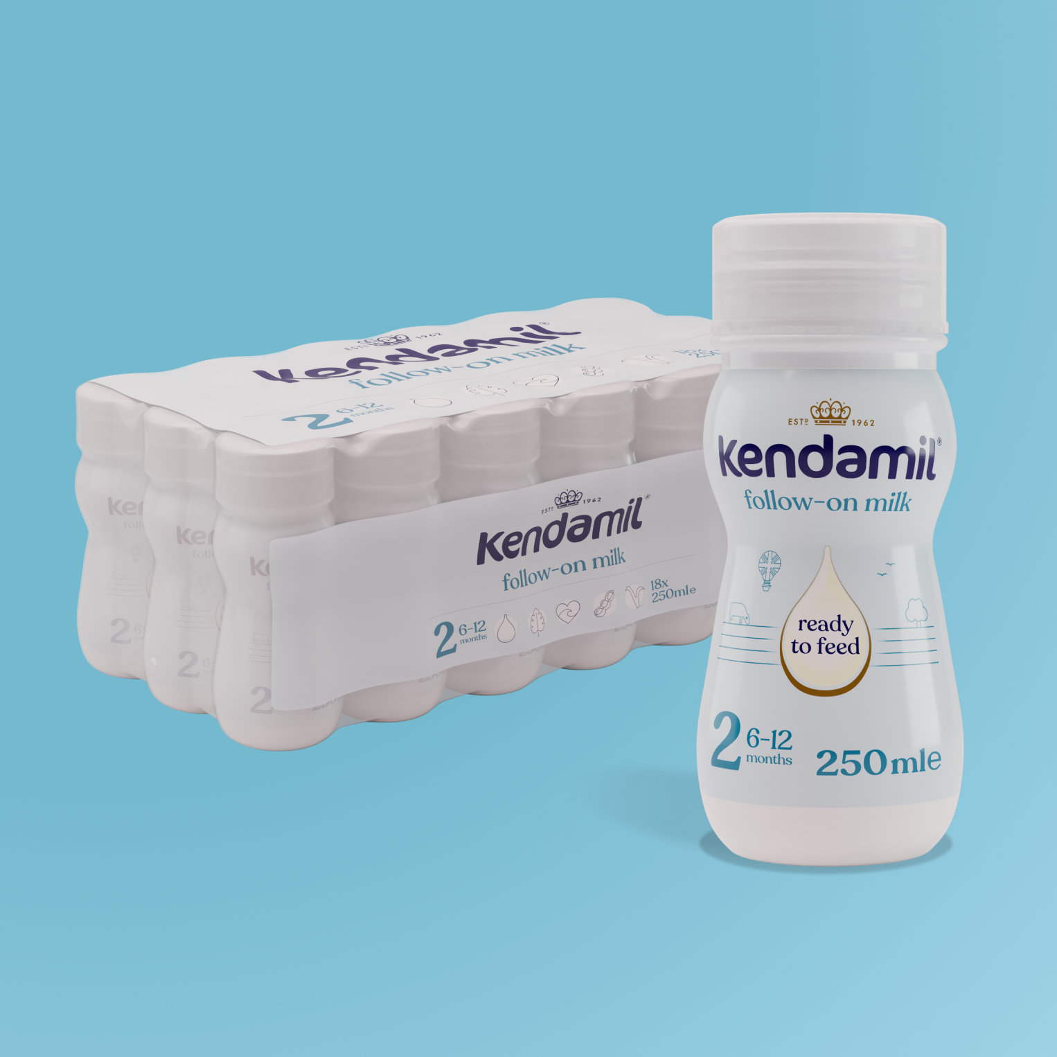 Classic Follow-On ready-to-feed baby milk 250ml bottles, imported from the UK