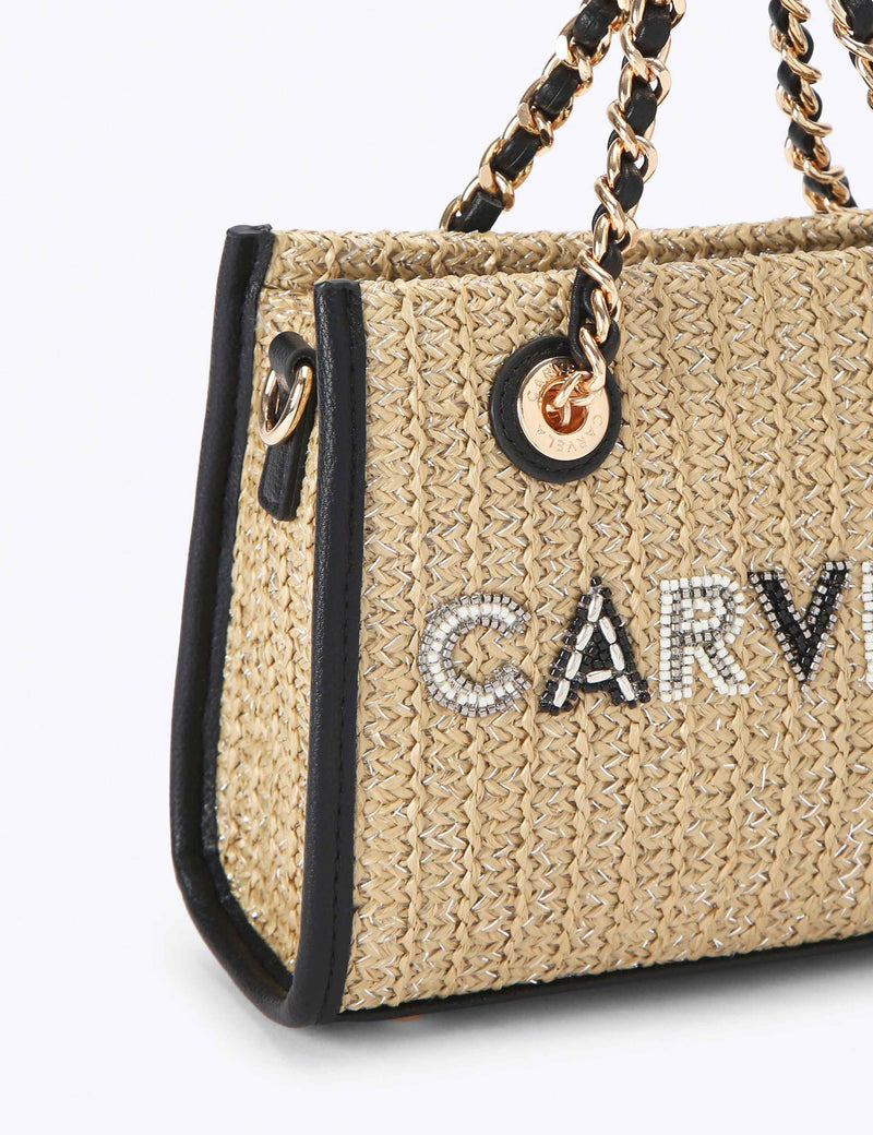 Carvela raffia beaded mini cross body bag, UK version
