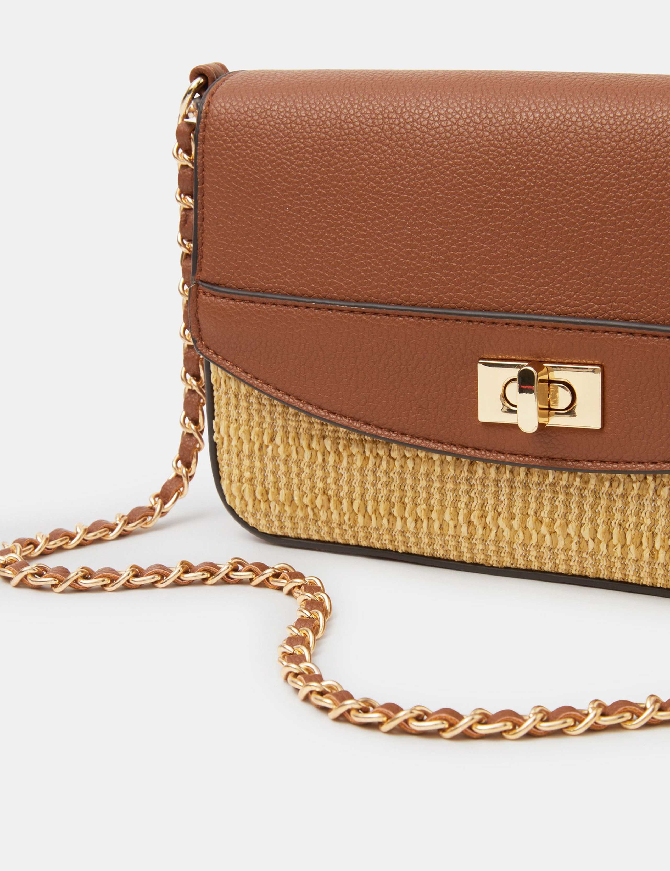 Accessorize raffia chain strap cross body bag (British brand)