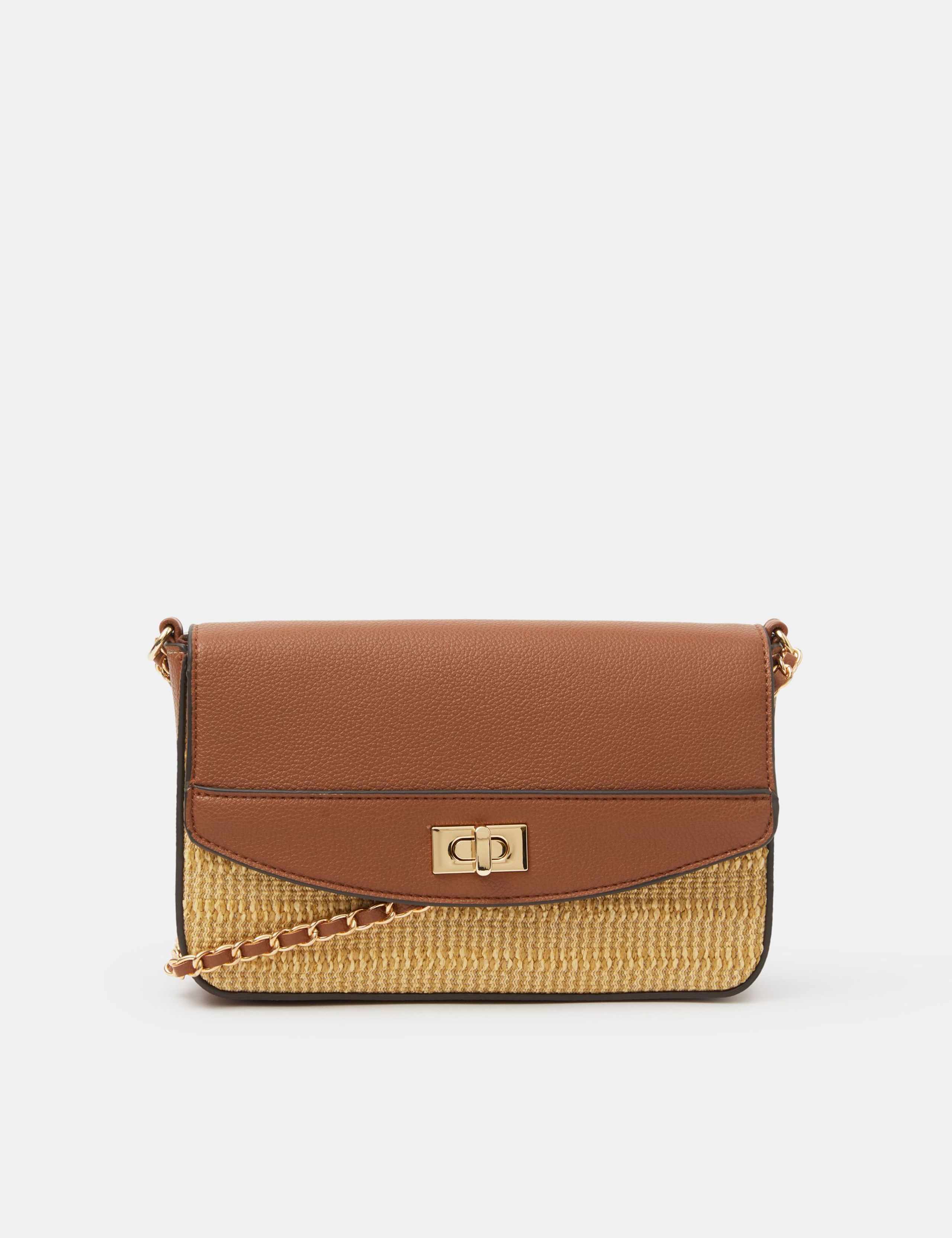 Accessorize raffia chain strap cross body bag (British brand)