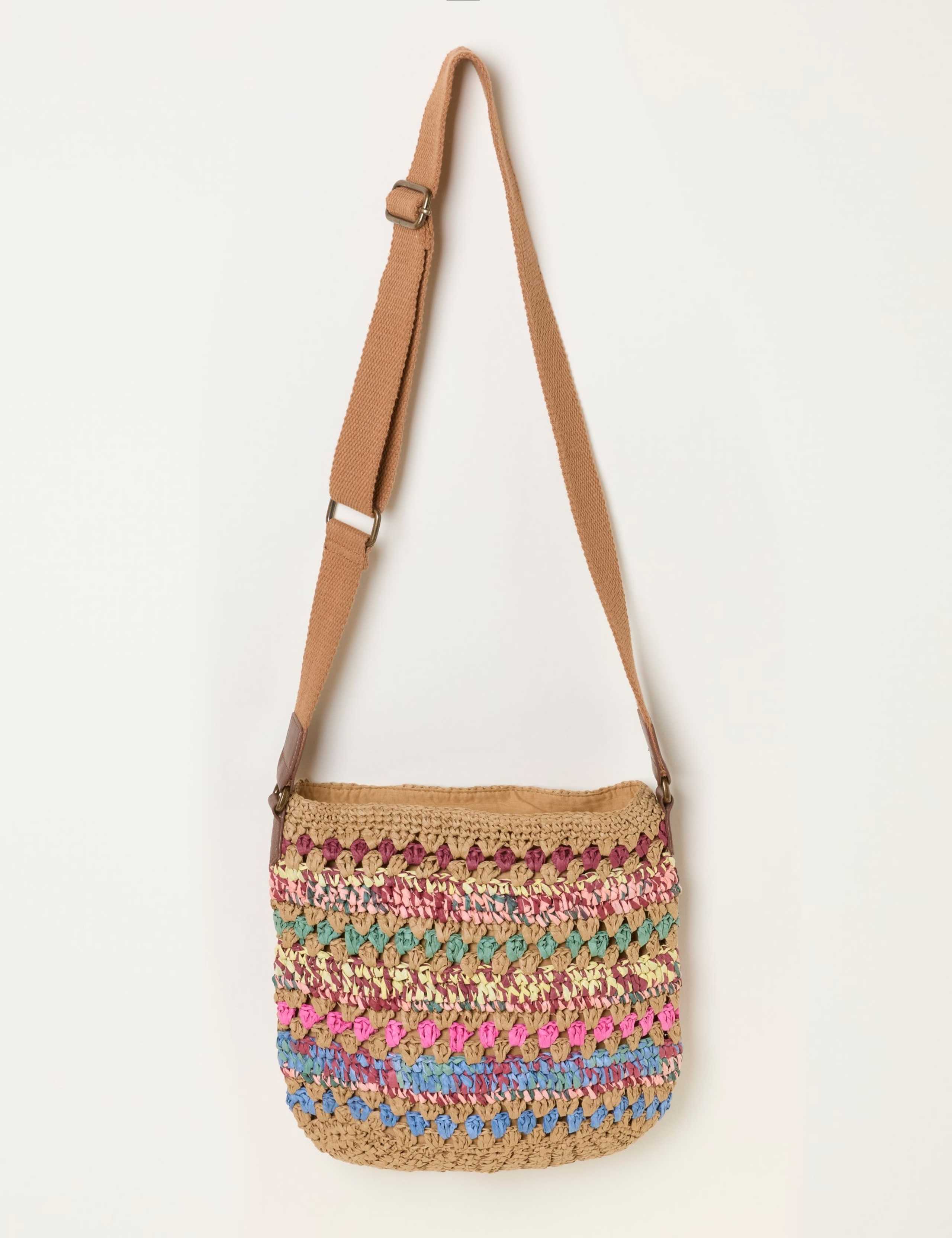 FatFace raffia cross body bag 30cm height, UK version