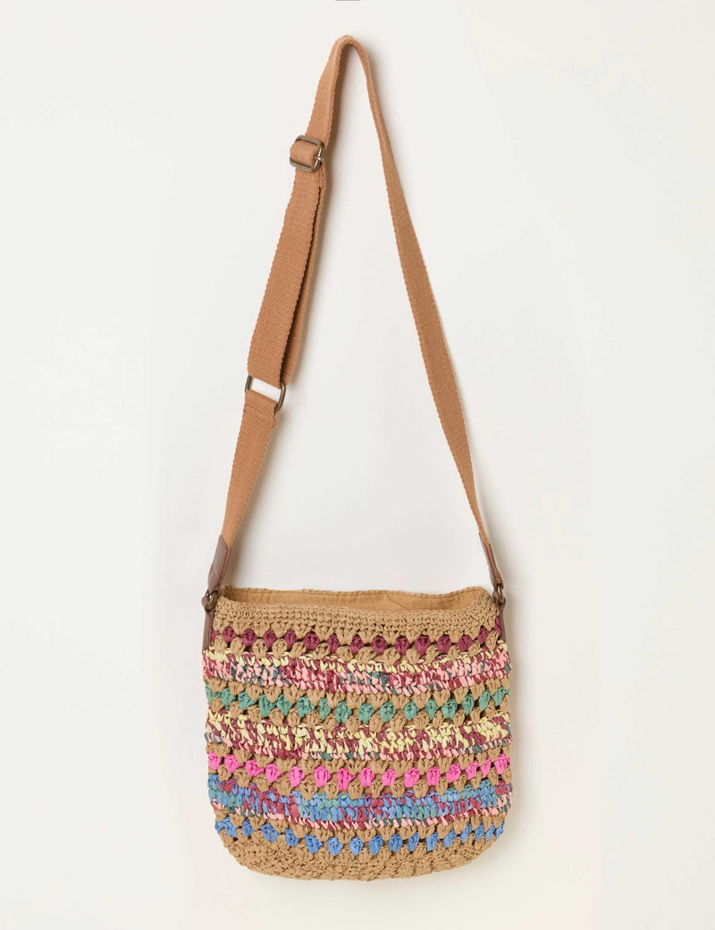 FatFace raffia cross body bag 30cm height, UK version