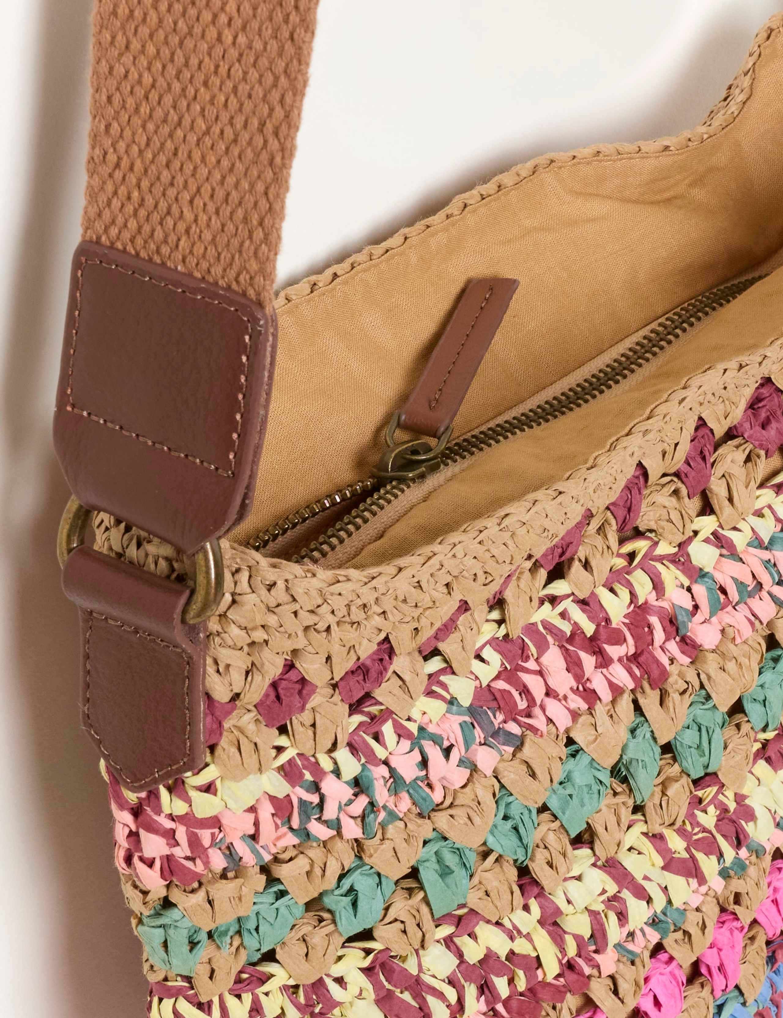 FatFace raffia cross body bag 30cm height, UK version