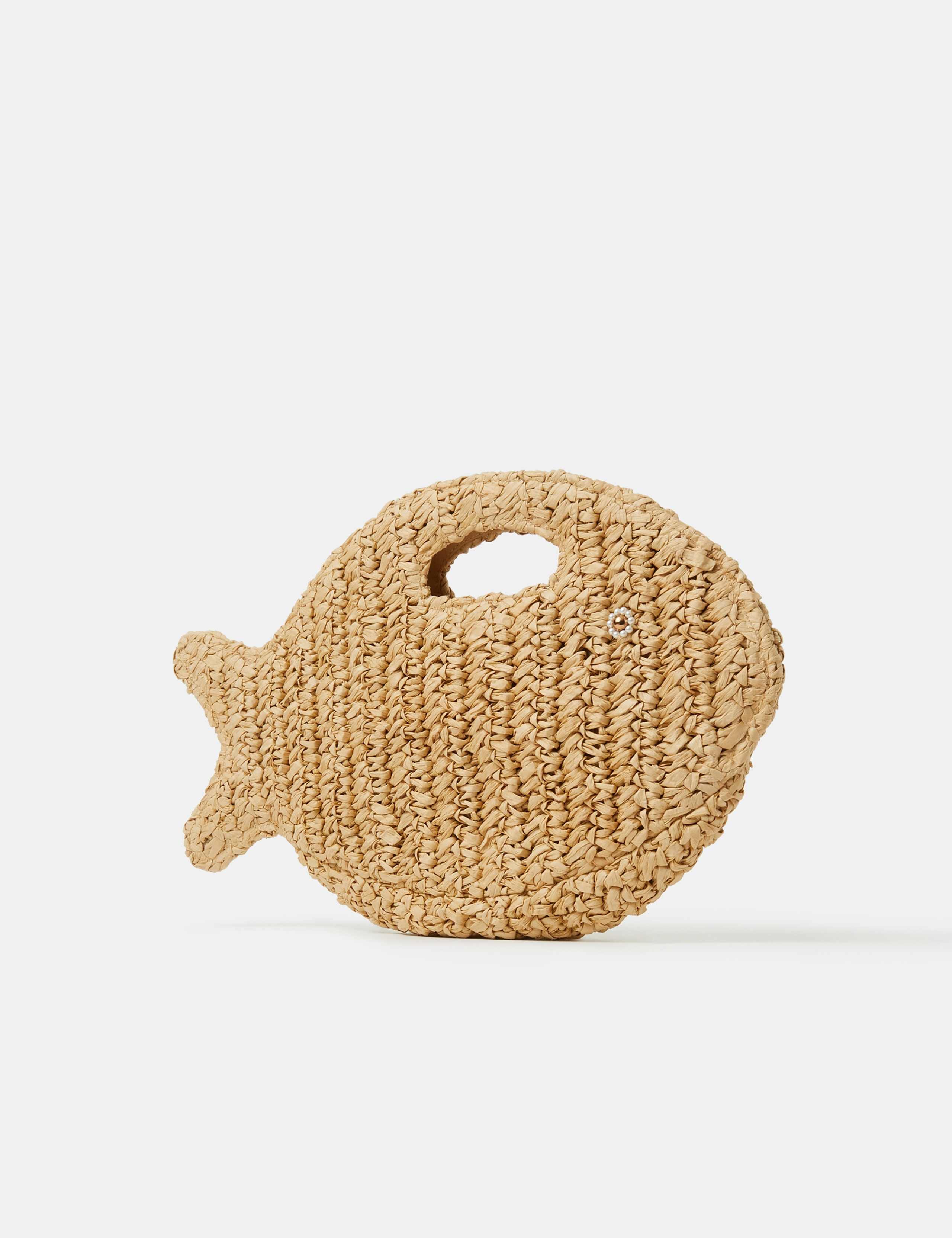 Accessorize raffia fish clutch bag, imported from the UK