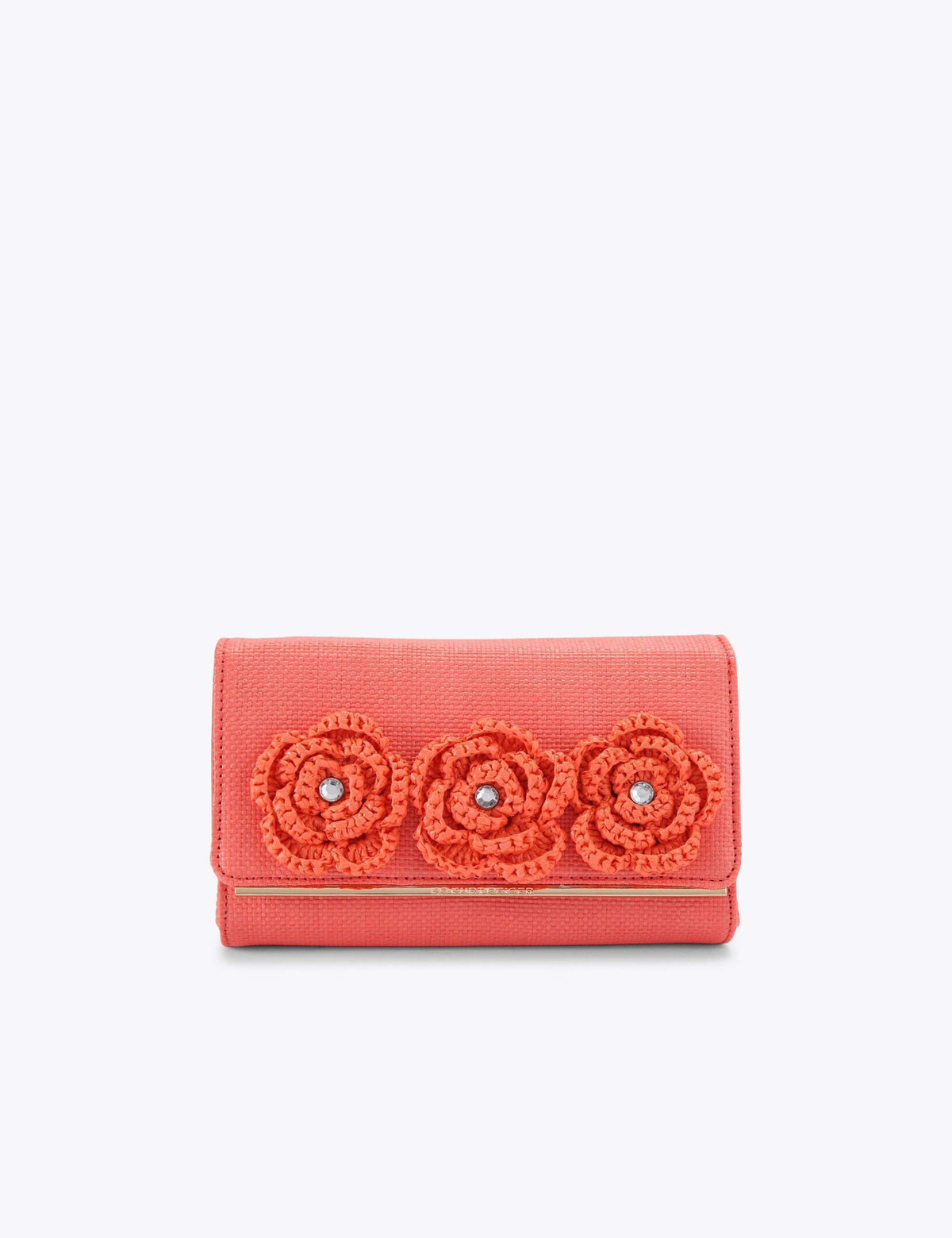 Kurt Geiger raffia floral clutch bag - British product
