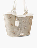 Carvela metallic starfish raffia tote bag, imported from the UK