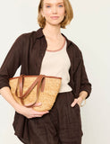 FatFace raffia mini tote bag with leather strap, imported from the UK