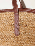 FatFace raffia mini tote bag with leather strap, imported from the UK
