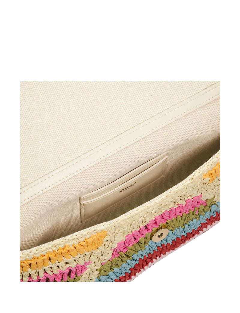 Dune London raffia striped chain strap clutch bag, UK version