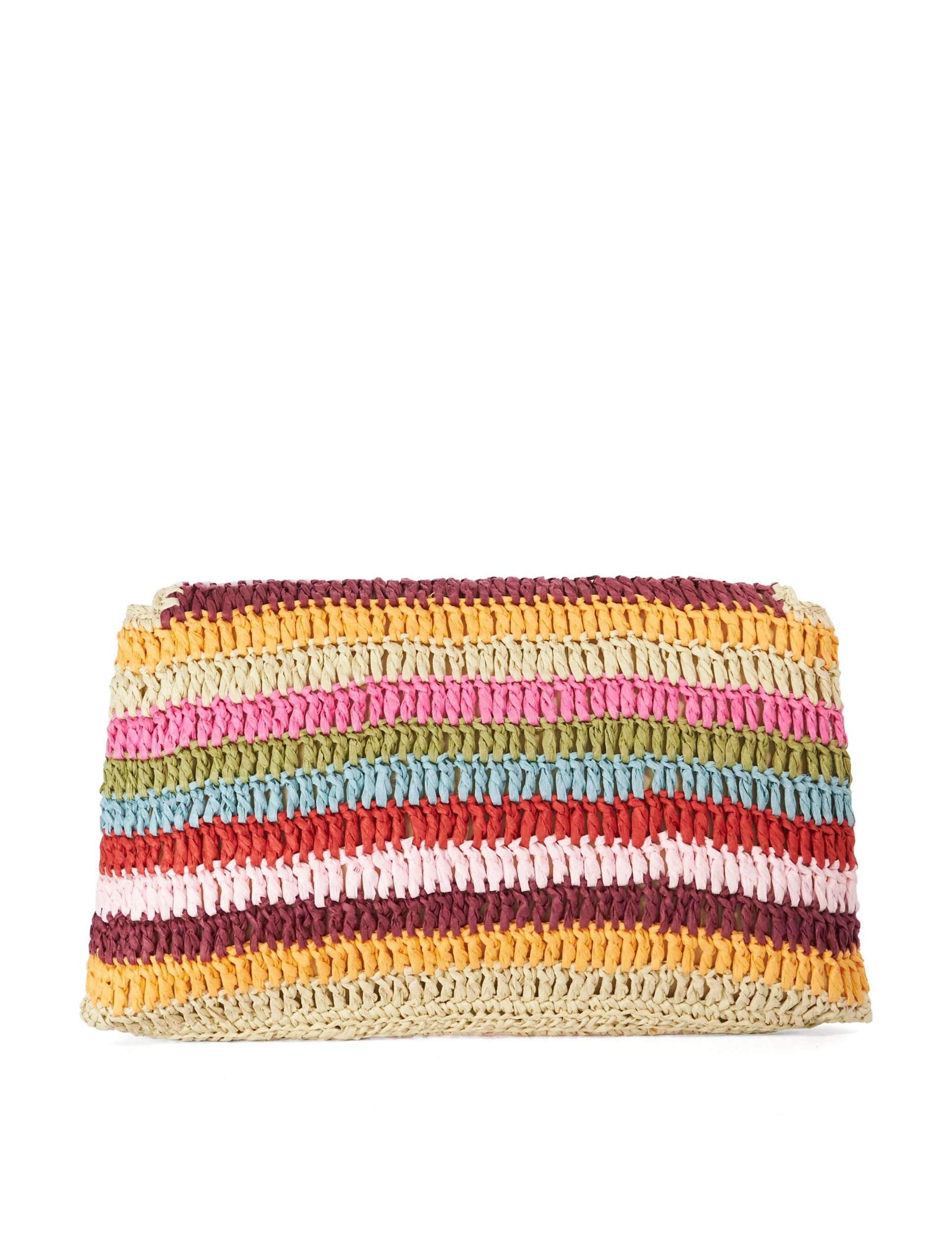 Dune London raffia striped chain strap clutch bag, UK version