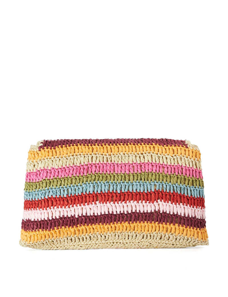 Dune London raffia striped chain strap clutch bag, UK version