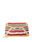 Dune London raffia striped chain strap clutch bag, UK version