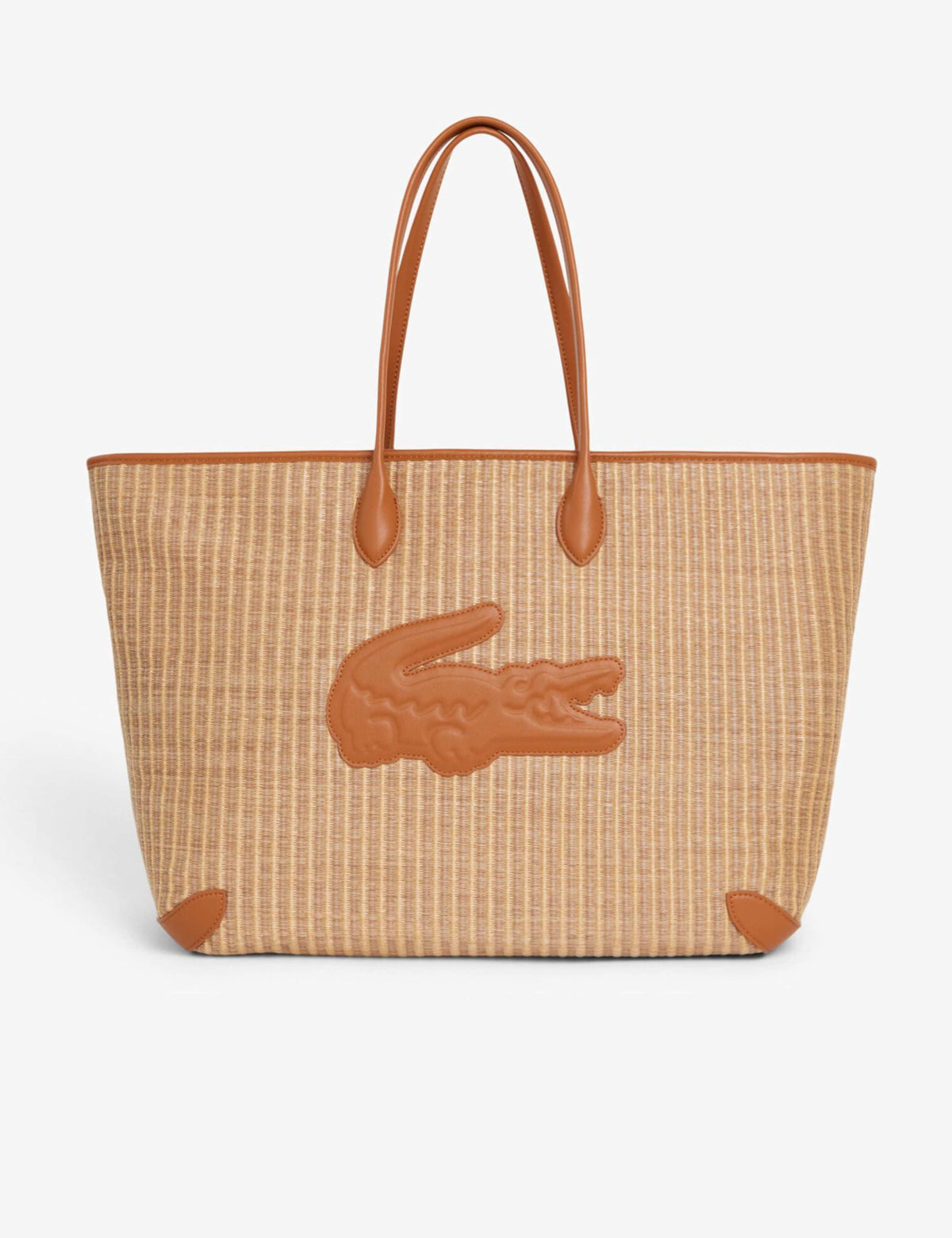 Lacoste raffia tote bag with faux leather straps, UK version