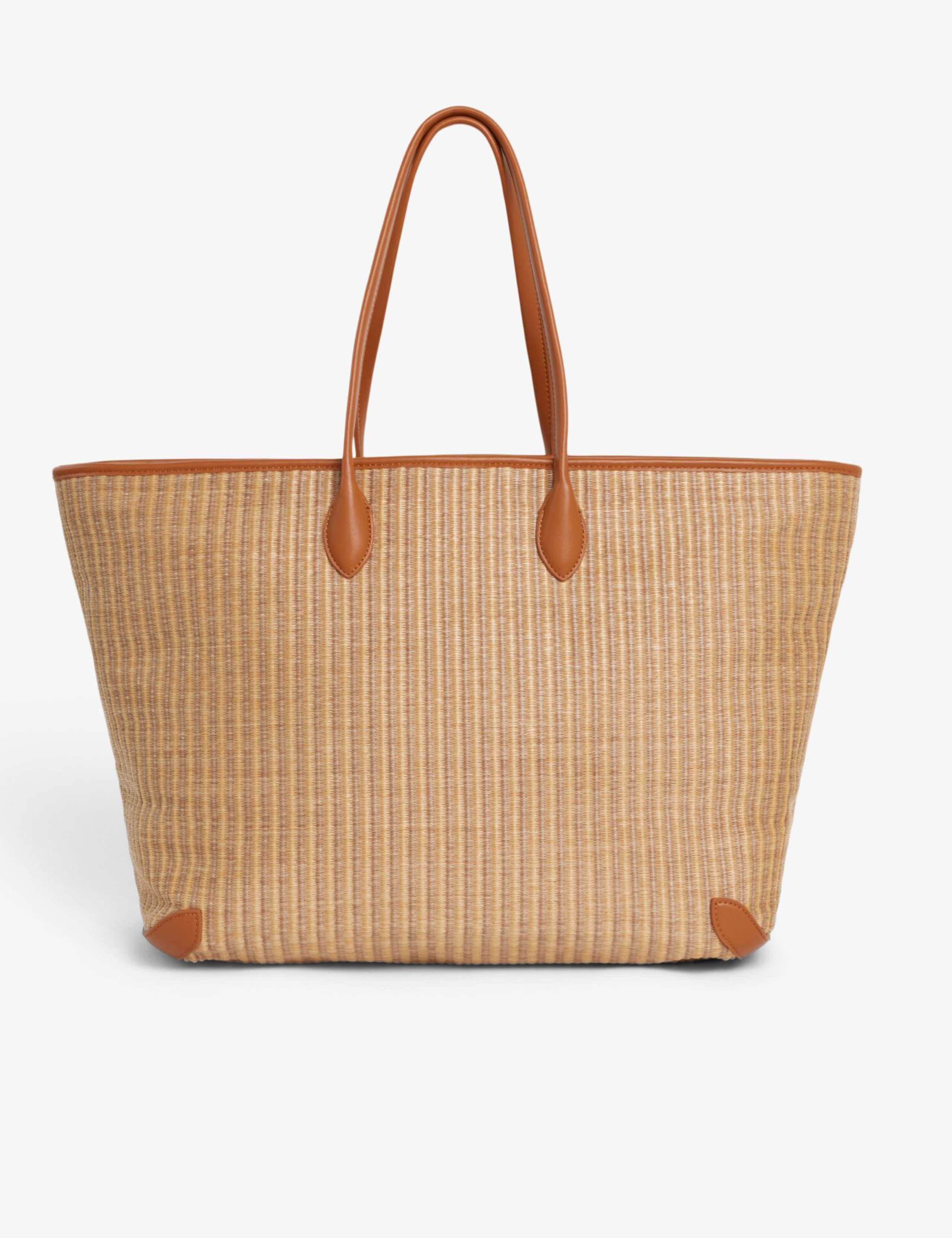 Lacoste raffia tote bag with faux leather straps, UK version